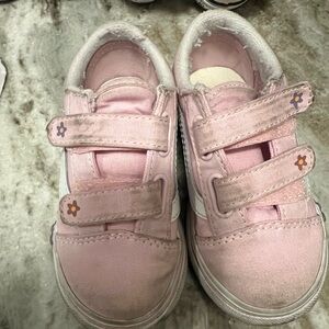 Vans Pink Kids Sneakers with flowers. Velcro size 8